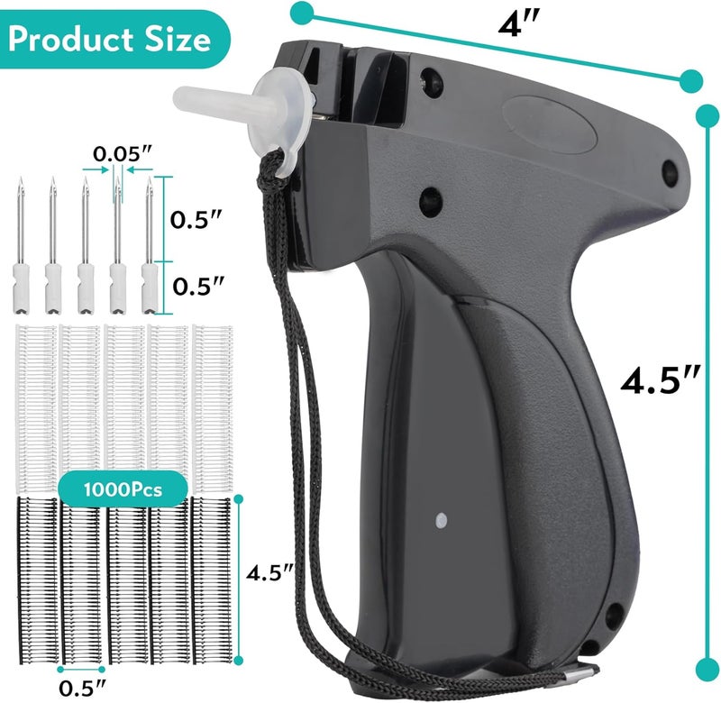 Fonwill Clothing Label Gun,Standard Retail Price Tag Labeling Gun Kit,Having 5 Needles, 1000 Micro Fasteners,Suitable for Store,Warehouse,Consignment,Yard Sale,etc.(Black-1) - Image 3